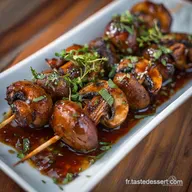Brochettes de Champignons &agrave; la Sauce Soja Umami et Laqu&eacute;es