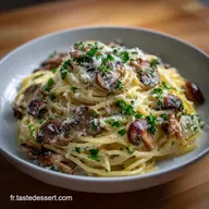 Spaghetti Carbonara Aux Champignons Cr&egrave;meux V&eacute;g&eacute;tarien: Umami Intense