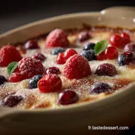 Clafoutis &agrave; la coco et fruits rouges Recette cr&eacute;meuse facile