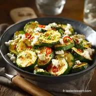 Courgettes piment&eacute;es &agrave; la cr&egrave;me de feta Recette rapide v&eacute;g&eacute;tarienne