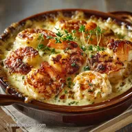 Crevettes gratin&eacute;es au four Recette &agrave; la cr&egrave;me de Cognac et Comt&eacute;