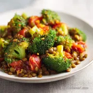Curry de Brocoli aux Lentilles et Tomates Parfum&eacute;