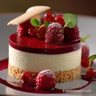 Dessert &agrave; la framboise l&eacute;ger Bavarois &eacute;l&eacute;gant sur Sabl&eacute; Breton