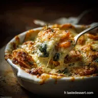 Gratin de patate douce et &eacute;pinards au roquefort la recette fondante