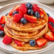Pancakes Avoine Fruits Rouges au Lait V&eacute;g&eacute;tal