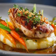 Poulet R&ocirc;ti aux Pommes de Terre et Carottes Jus Jutosit&eacute; et Croustillant