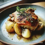 Poulet R&ocirc;ti aux Pommes de Terre Peau Croustillante Beurre Compos&eacute; Secret du Chef