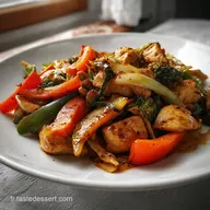 Repas sain au poulet et l&eacute;gumes: Recette Wok Rapide