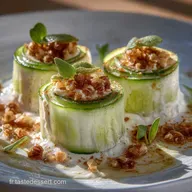 Rouleaux de concombre au fromage frais aill&eacute; lap&eacute;ritif fra&icirc;cheur