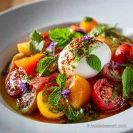 Salade burrata tomates multicolores : 25 min, fra&icirc;cheur estivale garantie