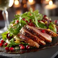 Salade de No&euml;l : Recette festive Magret, Grenade et Vinaigrette Champagne
