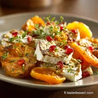 Salades dhiver : Recette ch&egrave;vre chaud, courge r&ocirc;tie et agrumes