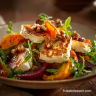 Salades dhiver : Recette Racines R&ocirc;ties, Ch&egrave;vre Chaud &Eacute;rable