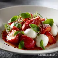 Salade de fraises basilic et mozzarella Di Buffala 15 min chrono