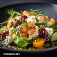 SaladeRepas Compl&egrave;te pour lHiver Poulet r&ocirc;ti, ch&egrave;vre Vinaigrette chaude