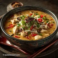 Soupe chinoise au poulet Sechuan L&eacute;quilibre parfait aigrepiquant