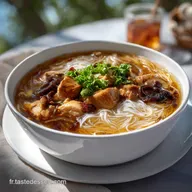 Soupe vermicelles poulet champignons : Recette Chinoise Facile Tonic