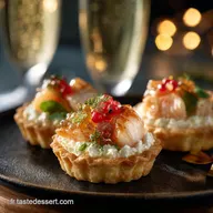 Entr&eacute;es de R&eacute;veillon Tartelettes SaintJacques Mousse Champagne