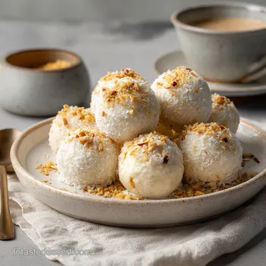 Boules de cr&egrave;me de noix de coco sans cuisson : Recette Facile Cr&eacute;meuse Express Fiche recette