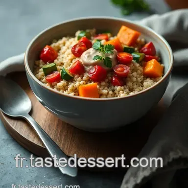 Bowl Végétalien de Quinoa aux Légumes Rôtis et Sauce Tahini Fiche recette