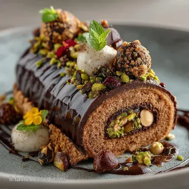 Bûche Façon Royal Végane Chocolat Intense Croustillant Praliné Fiche recette