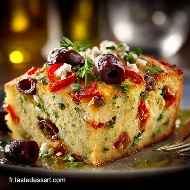 Cake sal&eacute; poivron olives feta La recette facile et ultramoelleuse Fiche recette