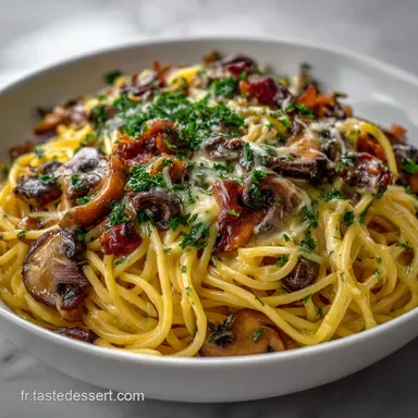 Spaghetti Carbonara Aux Champignons Crèmeux Végétarien: Umami Intense Fiche recette