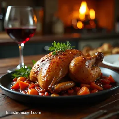 Le Vrai Coq au Vin Rouge Recette Authentique &agrave; lAncienne Fiche recette