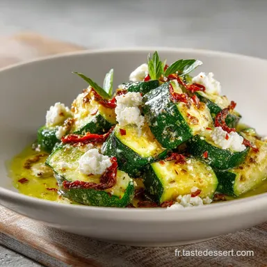 Courgettes piment&eacute;es &agrave; la cr&egrave;me de feta Recette rapide v&eacute;g&eacute;tarienne Fiche recette
