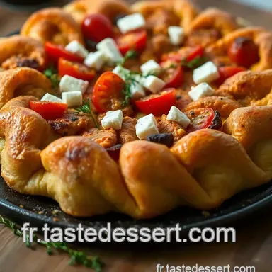 Couronne Feuillet&eacute;e: Ap&eacute;ritif Chic Poulet, Tomates & Feta! Fiche recette