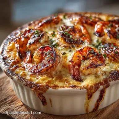 Crevettes gratin&eacute;es au four Recette &agrave; la cr&egrave;me de Cognac et Comt&eacute; Fiche recette