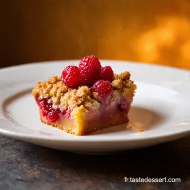 Crumble aux Pêches Framboises Mon Secret de Famille Fiche recette