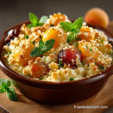 Recette Facile de Crumble P&ecirc;ches et Abricots au Beurre Noisette Fiche recette