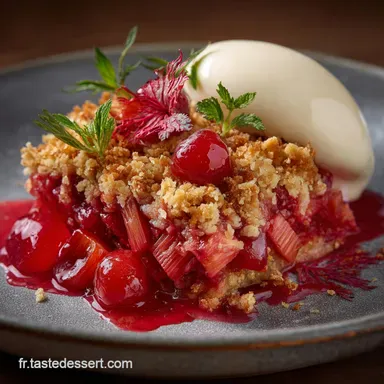 Crumble rhubarbe cerise LÉquilibre sucréacidulé et ultracroustillant Fiche recette