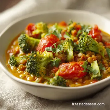 Curry de Brocoli aux Lentilles et Tomates pour 4 Fiche recette