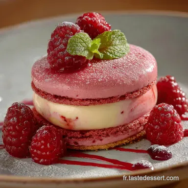 Dessert &agrave; la framboise l&eacute;ger Bavarois &eacute;l&eacute;gant sur Sabl&eacute; Breton Fiche recette