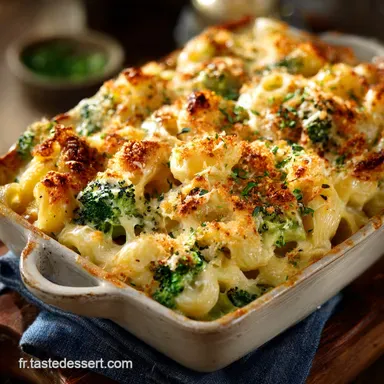 Mac and cheese au brocoli Recette gratin cr&eacute;meux cuit au four Fiche recette