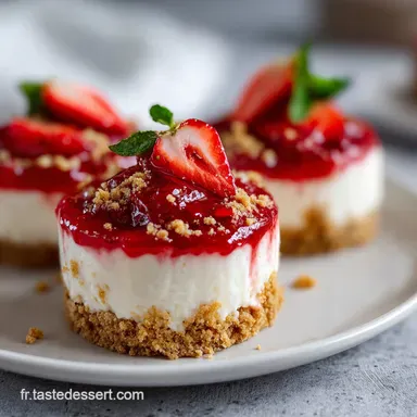 Mini Cheesecakes &agrave; la Fraise : Cr&eacute;meux et Sans Cuisson Fiche recette