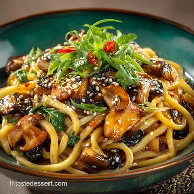 Nouilles chinoises aux champignons noirs et sauce Umami express Fiche recette