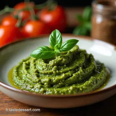 Recette Pesto au Basilic Maison Frais et V&eacute;g&eacute;tarien Facile Fiche recette