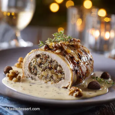 Recettes de Noël : Pintade Farcie aux Marrons, Sauce aux Morilles Crémée Fiche recette