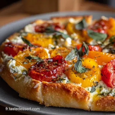 Pizza ArcenCiel V&eacute;g&eacute;tarienne Recette Facile Base Ricotta Fiche recette