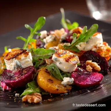 Salades dhiver : Recette Racines R&ocirc;ties, Ch&egrave;vre Chaud &Eacute;rable Fiche recette