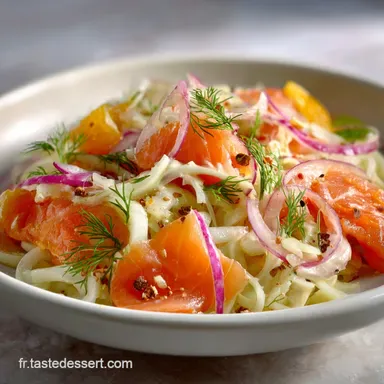 Salade fenouil saumon : Croquant et Vinaigrette Orange-Aneth Fiche recette