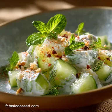 Salade grecque concombre yaourt La recette fra&icirc;cheur ultracr&eacute;meuse Fiche recette