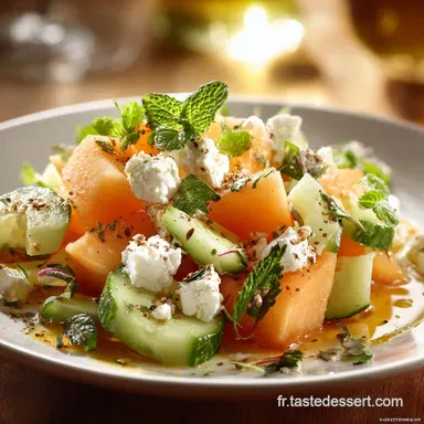 Salade melon concombre feta : Fra&icirc;cheur et ap&eacute;ro rapide Fiche recette