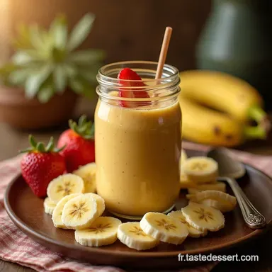 Recette Smoothie FraiseBanane Le Petit D&eacute;jeuner Fran&ccedil;ais Ultime Fiche recette