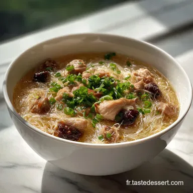 Soupe vermicelles poulet champignons : Recette Chinoise Facile Tonic Fiche recette