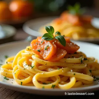Tagliatelles au Saumon et &agrave; la Cr&egrave;me 25 Minutes chrono Fiche recette