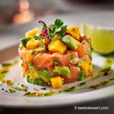 Tartare de saumon fum&eacute; avocat et mangue Recette chic et fra&icirc;che Fiche recette